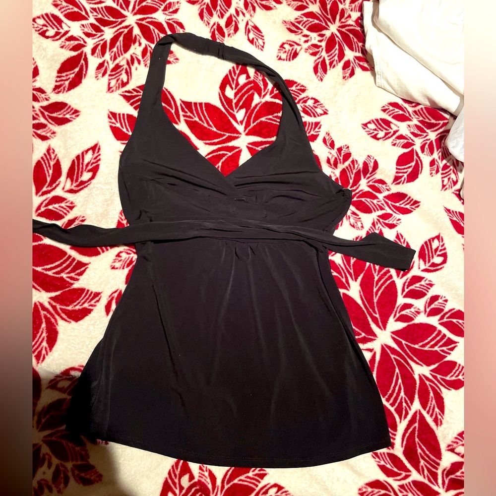 Guess halter babydoll style with leather belt attached under breasts size M